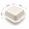 6x6" Bagasse Burger Box - Sugarcane Takeaway Container 500pk